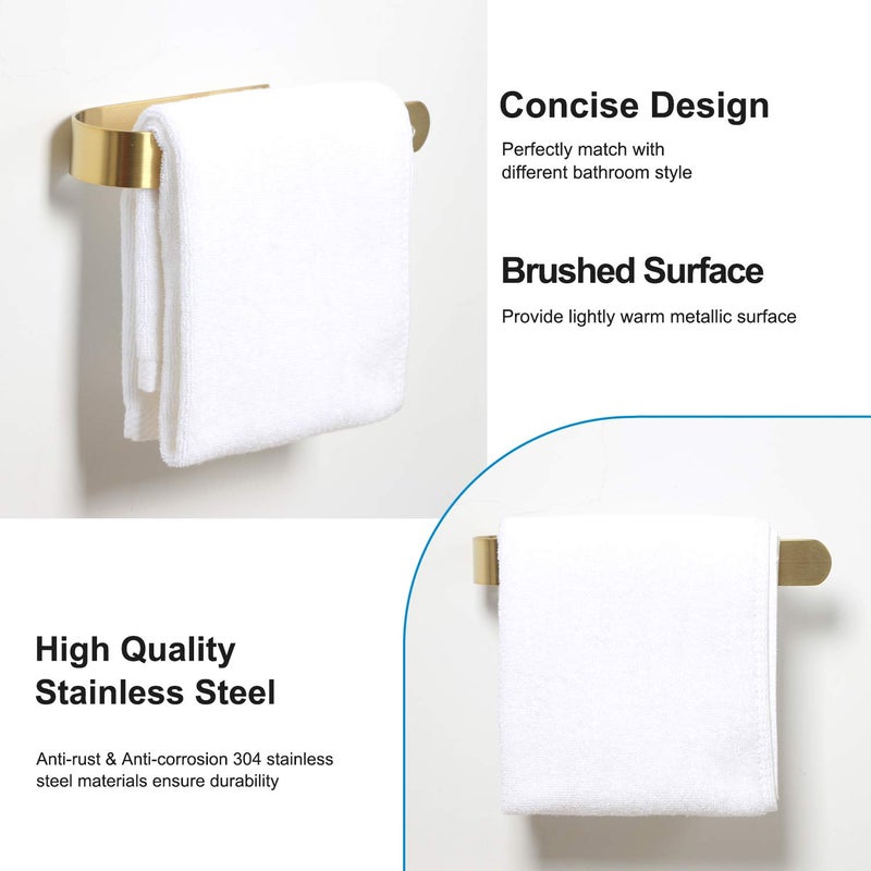 HouseAid Self Adhesive Hand Towel Holder for Bathroom, Stainless Steel Adhesive Towel Bar, No Drilling Modern Hand Towel Hanger, Brushed Gold - Image 4